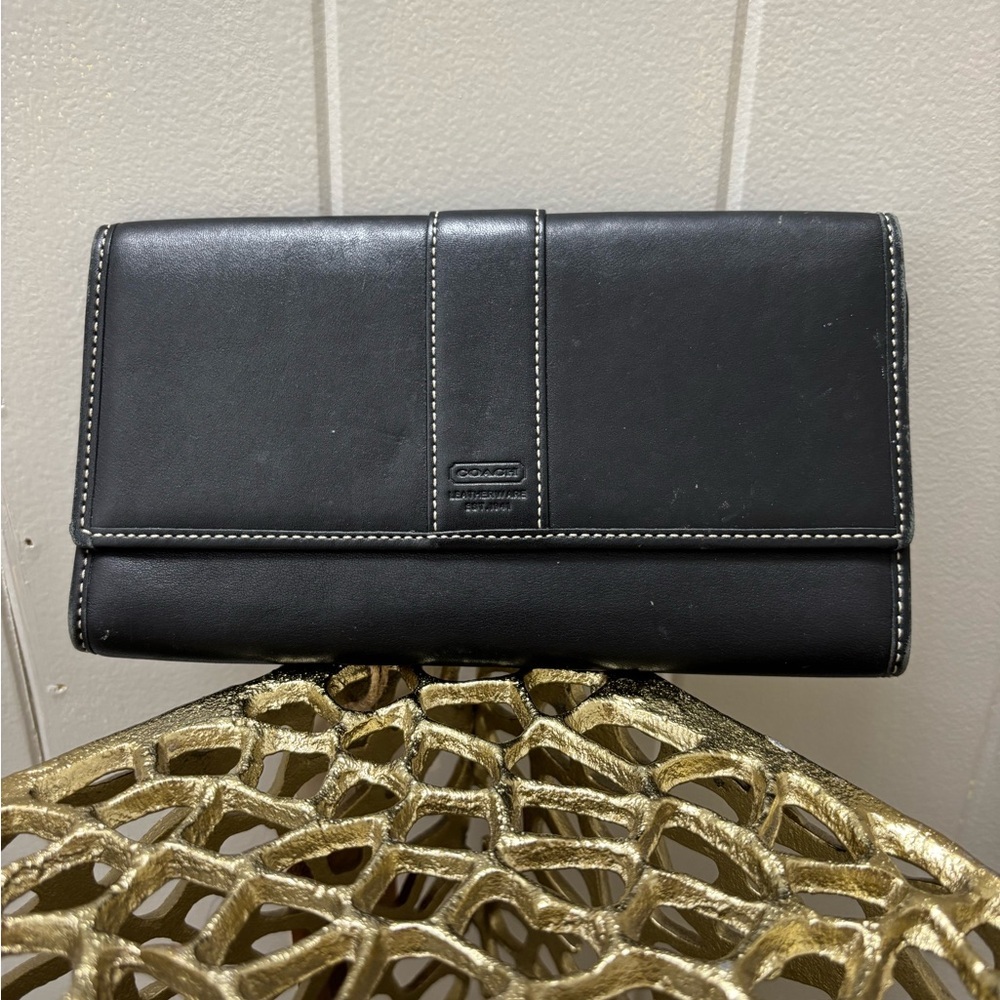 Coach Black Leather Clutch Wallet